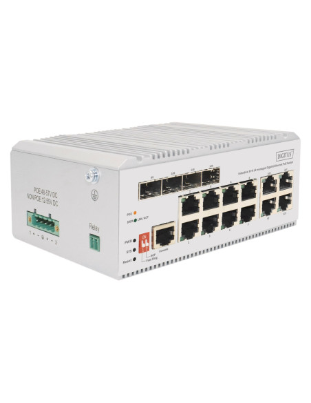 Digitus 8-Portowy Przełącznik Sieciowy Gigabit Ethernet Poe, Przemysłowy, Zarządzany L2, 4 Sfp Uplink