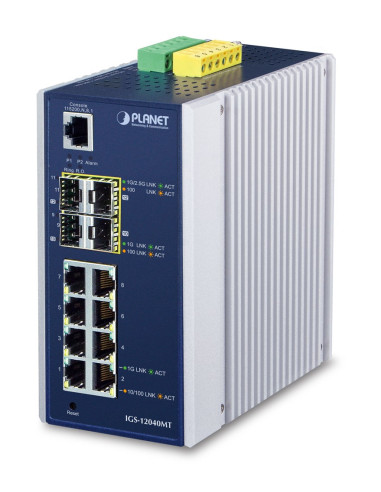 Planet Igs-12040Mt Łącza Sieciowe Zarządzany L2+ Gigabit Ethernet (10/100/1000) Niebieski, Biały