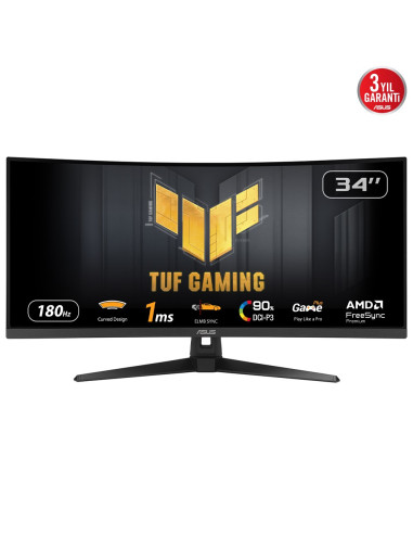 Asus Tuf Gaming Vg34Vq3B Monitor Komputerowy 86,4 Cm (34") 3440 X 1440 Px Ultrawide Quad Hd Led Czarny