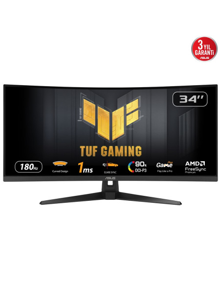 Asus Tuf Gaming Vg34Vq3B Monitor Komputerowy 86,4 Cm (34") 3440 X 1440 Px Ultrawide Quad Hd Led Czarny