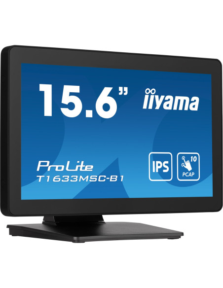 Monitor Iiyama T1633Msc-B1 15.6Inch Pcap Full Hd Bezel Free Front 10P Touch 385Cd/M2 Hdmi Dp Usb Interface Hub 2X2.0 Speakers