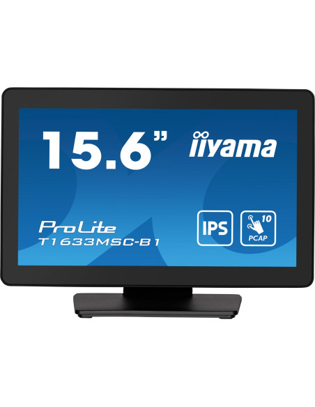 Monitor Iiyama T1633Msc-B1 15.6Inch Pcap Full Hd Bezel Free Front 10P Touch 385Cd/M2 Hdmi Dp Usb Interface Hub 2X2.0 Speakers