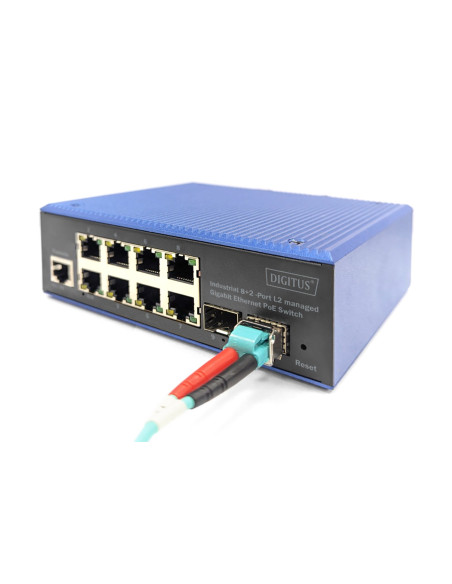 Digitus Przemysłowy 8+2 Portowy Zarządzalny Przełącznik Gigabit Ethernet Poe L2