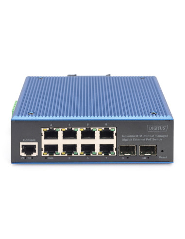 Digitus Przemysłowy 8+2 Portowy Zarządzalny Przełącznik Gigabit Ethernet Poe L2