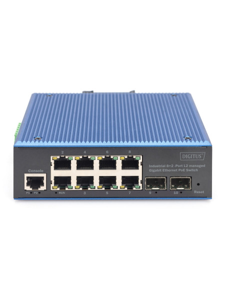 Digitus Przemysłowy 8+2 Portowy Zarządzalny Przełącznik Gigabit Ethernet Poe L2