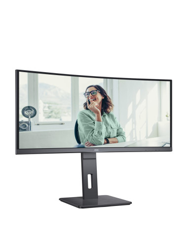 Aoc Cu34P3Cv Monitor Komputerowy 86,4 Cm (34") 3440 X 1440 Px Ultrawide Quad Hd Led Czarny