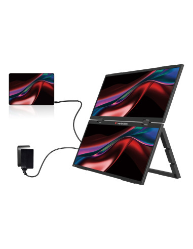 Verbatim Portable 15.6" Fhd Dual Monitor Essentials Przenośny Monitor Czarny 39,6 Cm (15.6") Lcd 1920 X 1080 Px