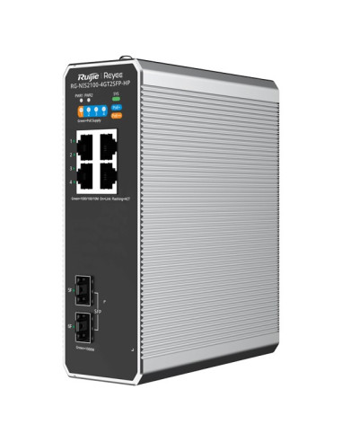 Ruijie Networks Rg-Nis2100 Zarządzany L2 Gigabit Ethernet (10/100/1000) Obsługa Poe Czarny, Stal Nierdzewna