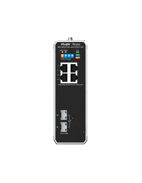 Ruijie Networks Rg-Nis2100 Zarządzany L2 Gigabit Ethernet (10/100/1000) Obsługa Poe Czarny, Stal Nierdzewna