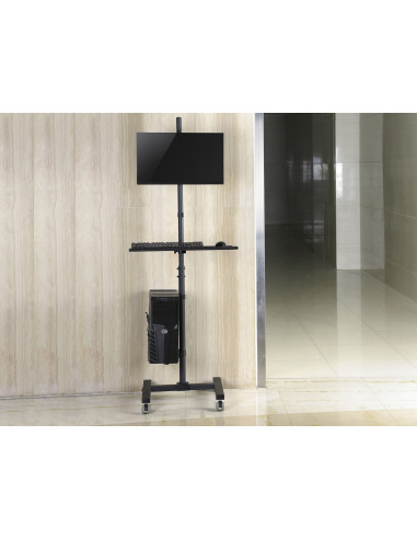 Wyposażenie - Wózek Na Płaski Panel / Obudowa Komputera - Plastikowa, Stal Nierdzewna - Rozmiar Ekranu: 43,2-81,3 Cm (17"-32") -