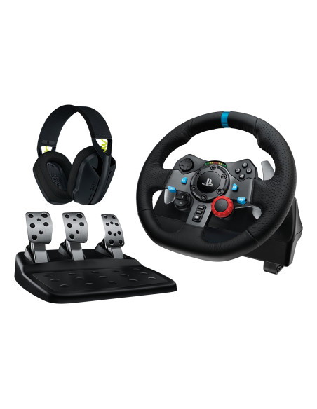 Logitech G 991-000539 Kontroler Gier Aluminium, Czarny Usb Kierownica + Pedały + Zestaw Słuchawkowy Pc, Playstation 4, Playstati