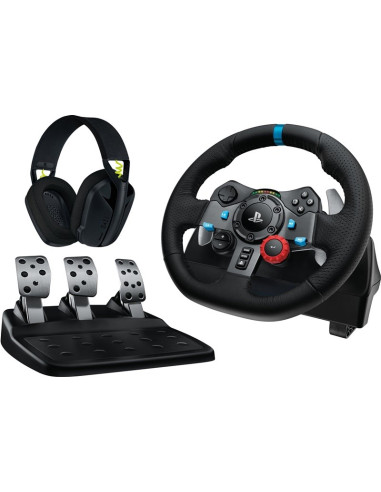 Logitech G 991-000539 Kontroler Gier Aluminium, Czarny Usb Kierownica + Pedały + Zestaw Słuchawkowy Pc, Playstation 4, Playstati