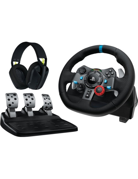 Logitech G 991-000539 Kontroler Gier Aluminium, Czarny Usb Kierownica + Pedały + Zestaw Słuchawkowy Pc, Playstation 4, Playstati