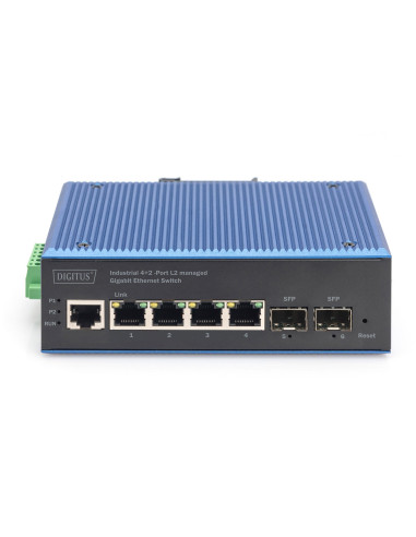Switcher Przemysłowy 4+2-Port L2 Zarządzany Gigabit Ethernet 4 X Ge Rj45 + 2 Sfp Port