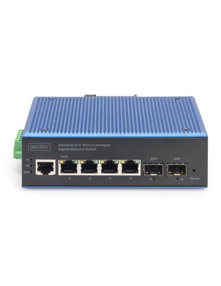 Switcher Przemysłowy 4+2-Port L2 Zarządzany Gigabit Ethernet 4 X Ge Rj45 + 2 Sfp Port