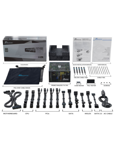 Seasonic Prime Fanless Tx Moduł Zasilaczy 700 W 20+4 Pin Atx Atx Czarny