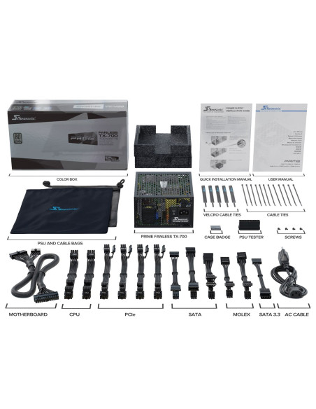 Seasonic Prime Fanless Tx Moduł Zasilaczy 700 W 20+4 Pin Atx Atx Czarny