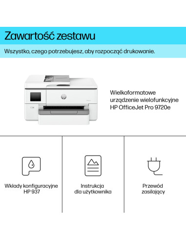 Hp Officejet Pro 9720E Bezprzewodowe All-In-One W Kolorze Drukarka, Drukowanie Dwustronne  Kopiowanie, Skanowanie