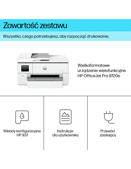 Hp Officejet Pro 9720E Bezprzewodowe All-In-One W Kolorze Drukarka, Drukowanie Dwustronne  Kopiowanie, Skanowanie