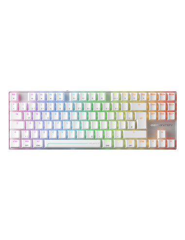 Cherry Mx 8.2 Pro Tmr Wireless Klawiatura Gaming Usb + Rf Wireless + Bluetooth Qwertz Niemiecki Srebrny, Biały