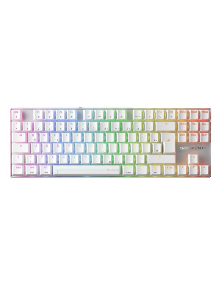 Cherry Mx 8.2 Pro Tmr Wireless Klawiatura Gaming Usb + Rf Wireless + Bluetooth Qwertz Niemiecki Srebrny, Biały