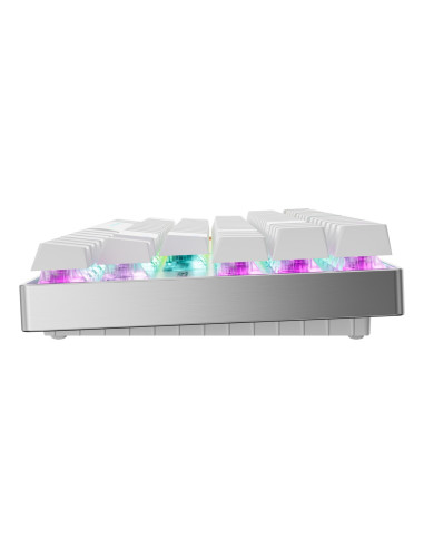 Cherry Mx 8.2 Pro Tmr Wireless Klawiatura Gaming Usb + Rf Wireless + Bluetooth Qwertz Niemiecki Srebrny, Biały
