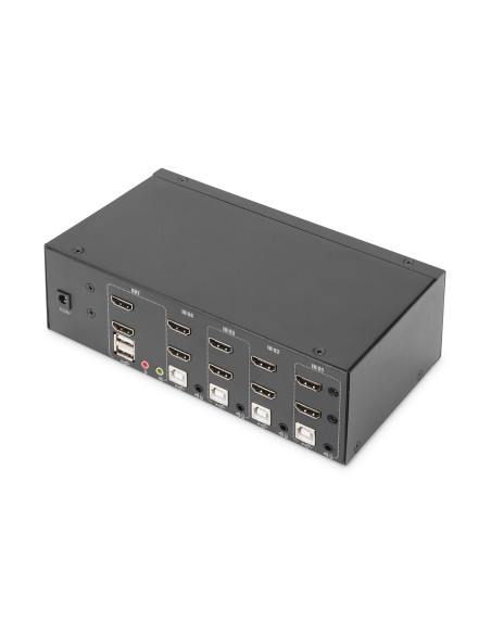 Digitus Przełącznik Kvm, 4-Portowy, Obsługa Dwóch Monitorów, 4K, Hdmi®
