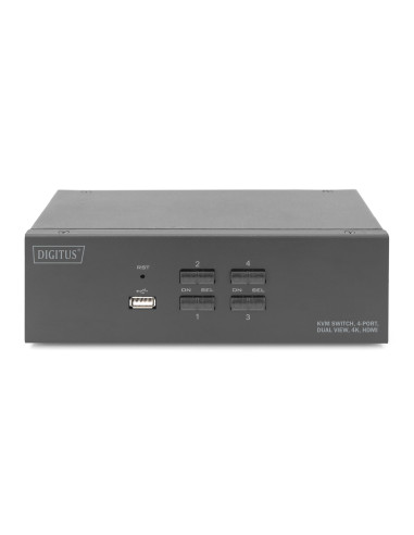Digitus Przełącznik Kvm, 4-Portowy, Obsługa Dwóch Monitorów, 4K, Hdmi®