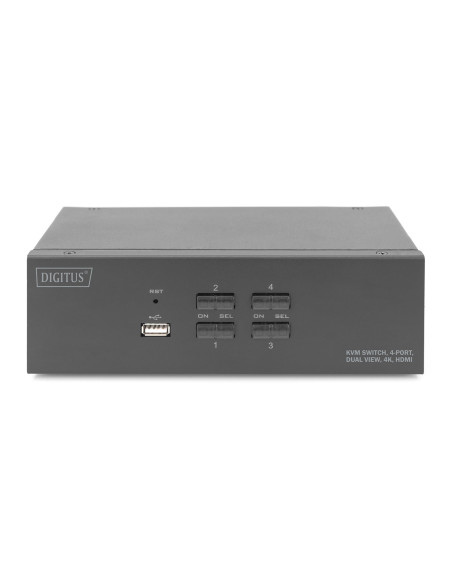 Digitus Przełącznik Kvm, 4-Portowy, Obsługa Dwóch Monitorów, 4K, Hdmi®