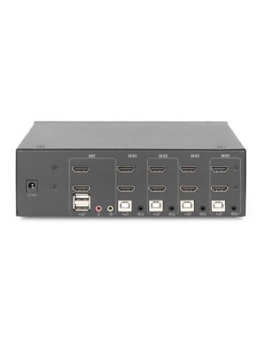 Digitus Przełącznik Kvm, 4-Portowy, Obsługa Dwóch Monitorów, 4K, Hdmi®