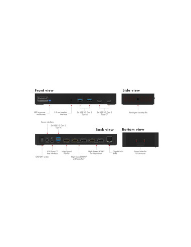 Icy Box Ib-Dk2246Ac Przewodowa Usb 3.2 Gen 2 (3.1 Gen 2) Type-A Czarny