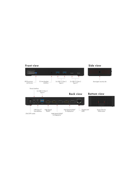 Icy Box Ib-Dk2246Ac Przewodowa Usb 3.2 Gen 2 (3.1 Gen 2) Type-A Czarny