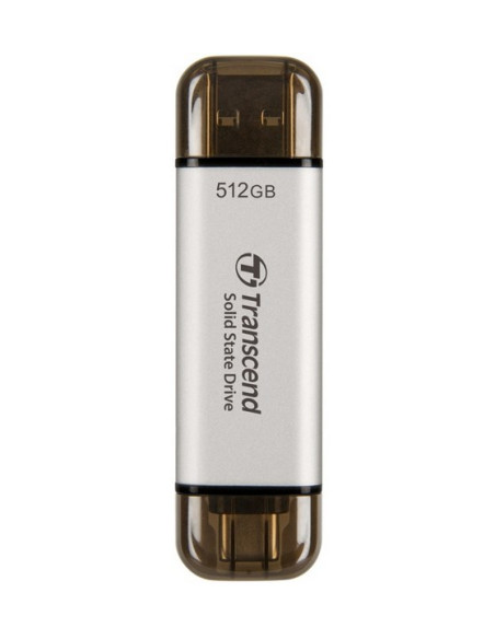 Transcend Esd310 512 Gb Usb Type-A Na Usb Type-C 3.2 Gen 2 (3.1 Gen 2) Srebrny
