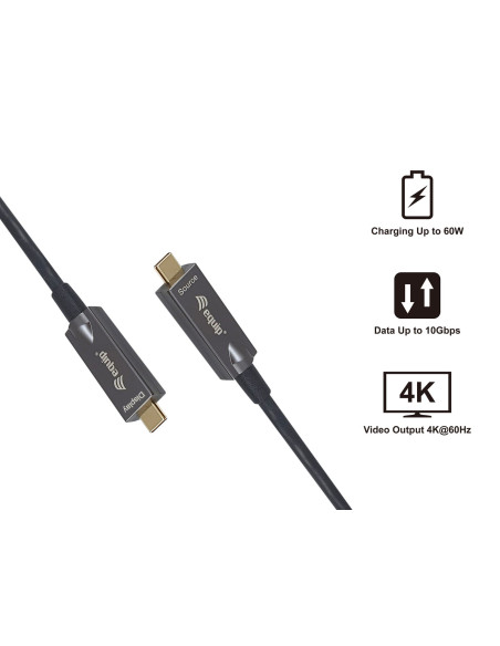 Wyposaż Aktywny Kabel Optyczny Usb-C - M/M - 5.0M - Pd 60W - 4K/60Hz - 10Gbps - Wideo+Dane+Pd