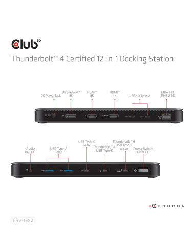 Club3D Club 3D, Dockingstation Tb4 12 In 1