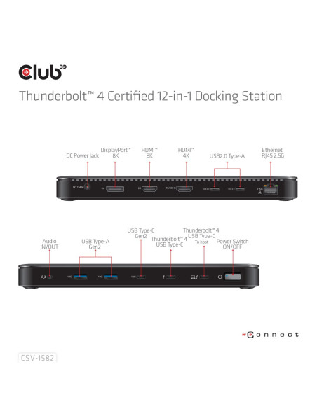 Club3D Club 3D, Dockingstation Tb4 12 In 1