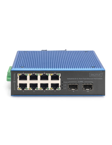 Industrial 8+2-Port Fast Ethernet Poe Switch 8 Port Poe Fe Rj45, 2 Ge Sfp Ports