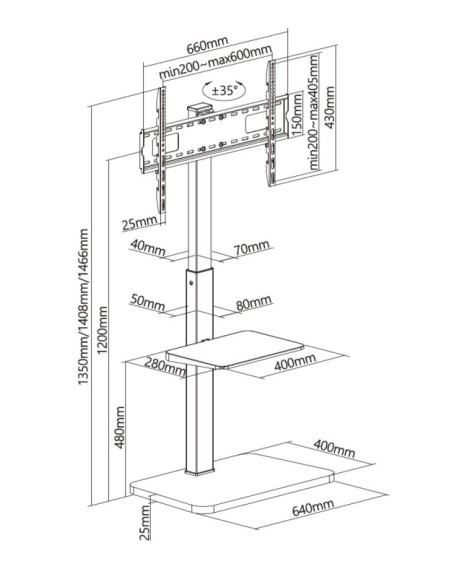 Uchwyt Na Stojak Podłogowy Equip 37"-75"/1Tft 30Kg