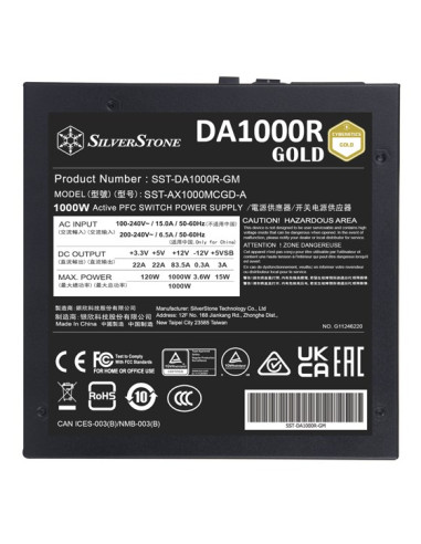 Silverstone Da1000R Gold Moduł Zasilaczy 1000 W 20+4 Pin Atx Atx Czarny
