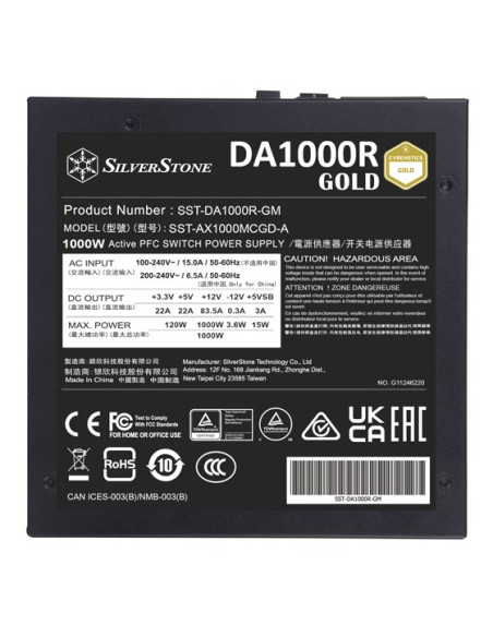 Silverstone Da1000R Gold Moduł Zasilaczy 1000 W 20+4 Pin Atx Atx Czarny