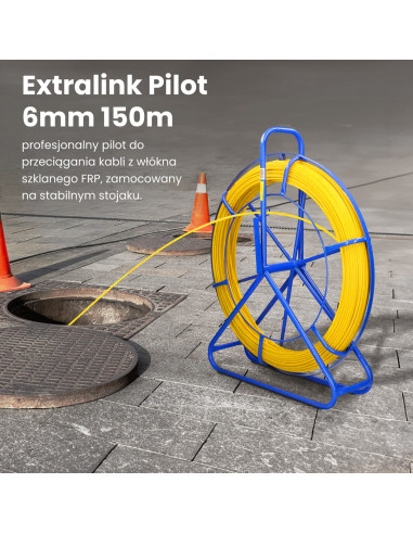 Extralink Pilot Do Przeciągania Kabli 6Mm 150M Włókno Szklane Frp, Żółty