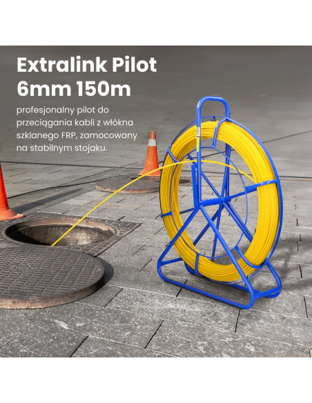 Extralink Pilot Do Przeciągania Kabli 6Mm 150M Włókno Szklane Frp, Żółty