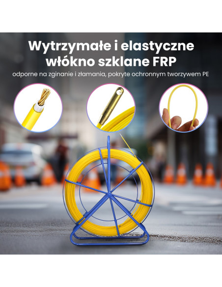 Extralink Pilot Do Przeciągania Kabli 6Mm 150M Włókno Szklane Frp, Żółty