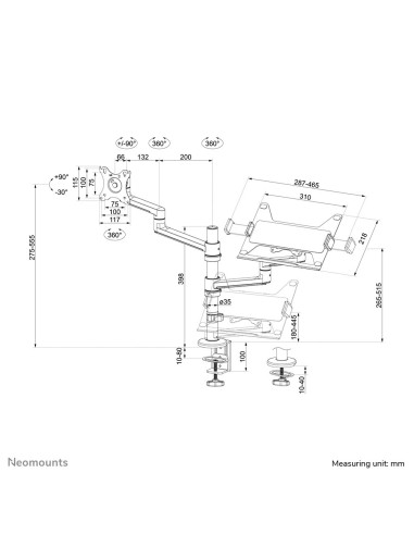 Neomounts Ds20-425Bl2 Uchwyt / Stojak Do Monitorów 68,6 Cm (27") Biurko Czarny