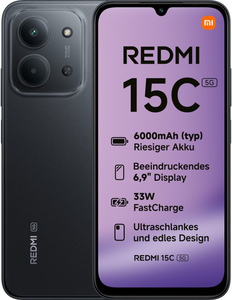 Smartfon Xiaomi Redmi 15C 5G Dual Sim 4Gb Ram 128Gb - Midnight Black