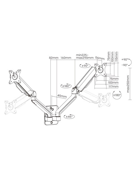 Uchwyt Ścienny Equip 17"-32"/2Tft 180°Gf 2Joints 9Kg Sw Lite Sprzedaż Detaliczna