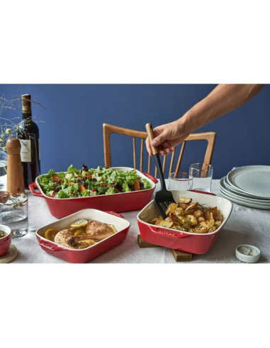 Zestaw 3 Prostokątnych Półmisków Ceramicznych Staub 40508-171-0 - Czerwony