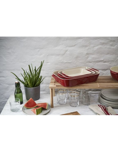Zestaw 3 Prostokątnych Półmisków Ceramicznych Staub 40508-171-0 - Czerwony