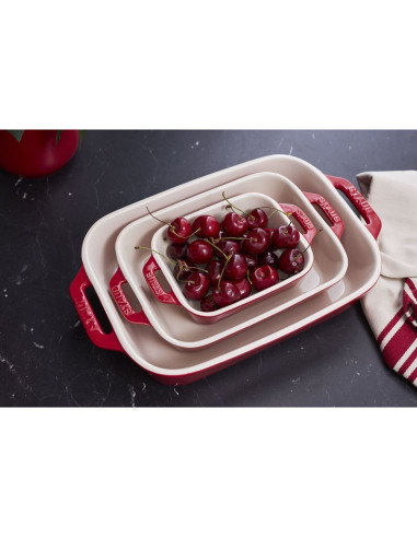 Zestaw 3 Prostokątnych Półmisków Ceramicznych Staub 40508-171-0 - Czerwony