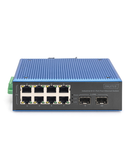 Digitus Przemysłowy 8+2 Portowy Przełącznik Fast Ethernet